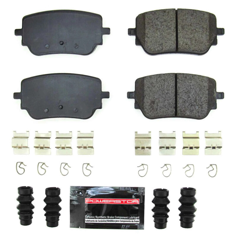 PowerStop rear Z23 Evo Sport brake pads for Mercedes-Benz CLA250 2020-2022, showing the brake pad set with hardware components.