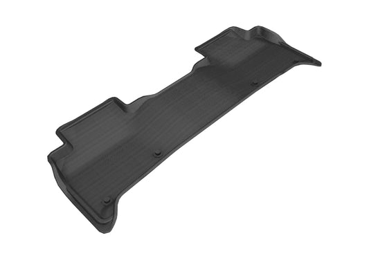 Black 3D MAXpider rubber floor mats for second row of 2017-2020 Land Rover Discovery, waterproof and custom-fit for rear seating area.
