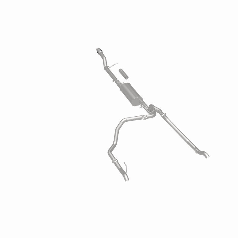Magnaflow catback exhaust kit for Chevrolet Silverado 1500 5.3L, direct-fit replacement, with polished stainless steel pipes.