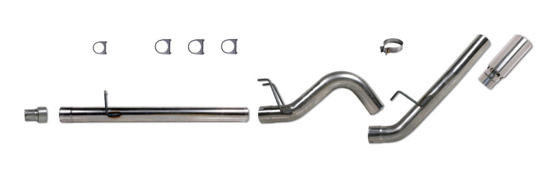 Diamond Eye Performance DPF Back exhaust kit for 2008-2009 Ford F250/F350 6.4L, featuring a 44-inch length with dual 13.5-inch tips