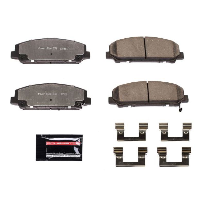 PowerStop Z36 truck and tow front brake pads for Infiniti QX56 with hardware, high-performance auto brake replacement.