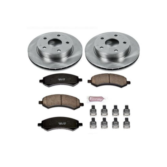 PowerStop OE brake kit for Dodge Dakota 2005-2010, front autospecialty brake system with brake pads and rotors installed.