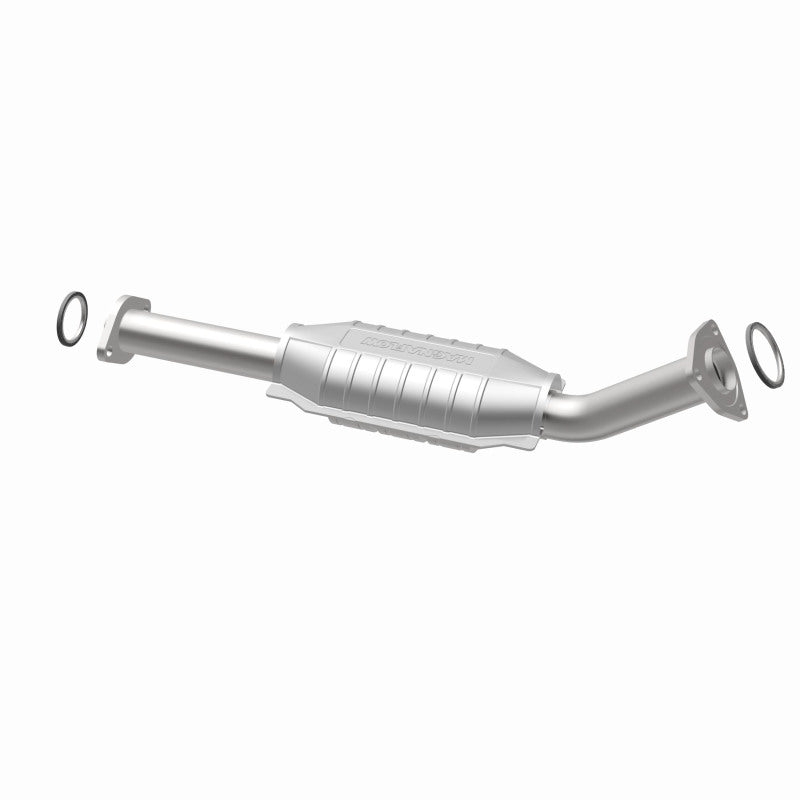 MagnaFlow direct fit catalytic converter for 2003-2004 Toyota Tundra V8 4.7L gas engine, showing the metal housing and inlet/outlet ports.