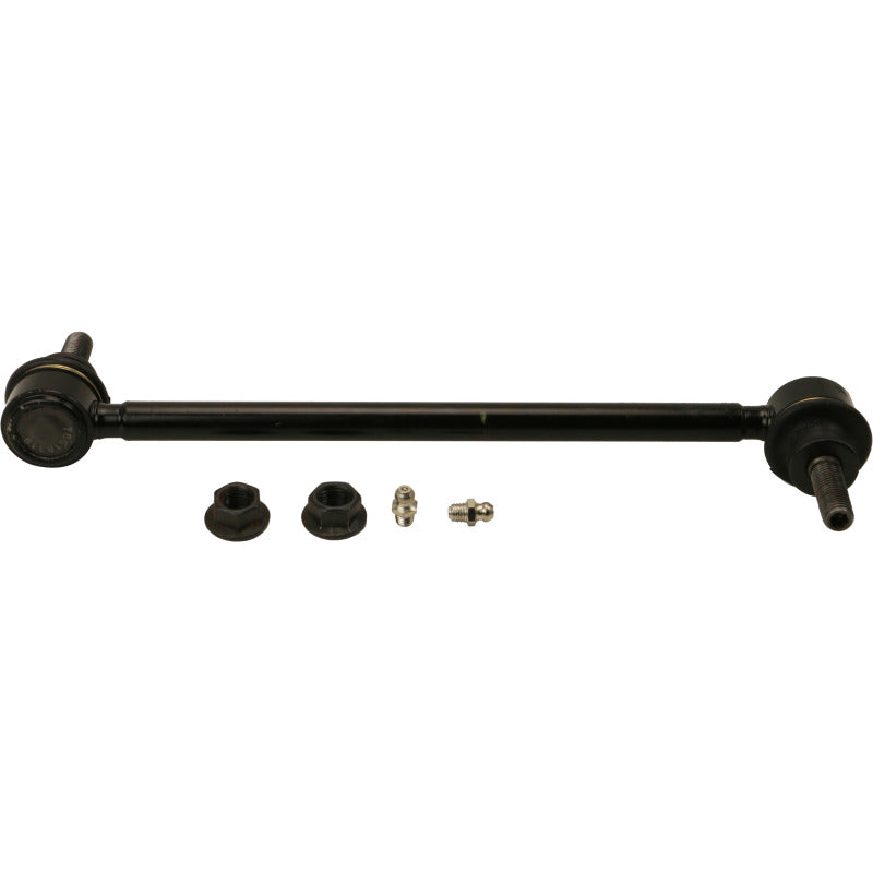 Moog Ford Fiesta front sway bar endlinks kit, showing metal sway bar links with bushings attached for suspension stability.