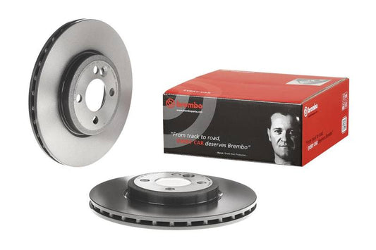 Brembo OE front dual cast brake rotor for Mercedes-Benz CLS63 AMG and E63 AMG models, showing the vented and slotted surface.