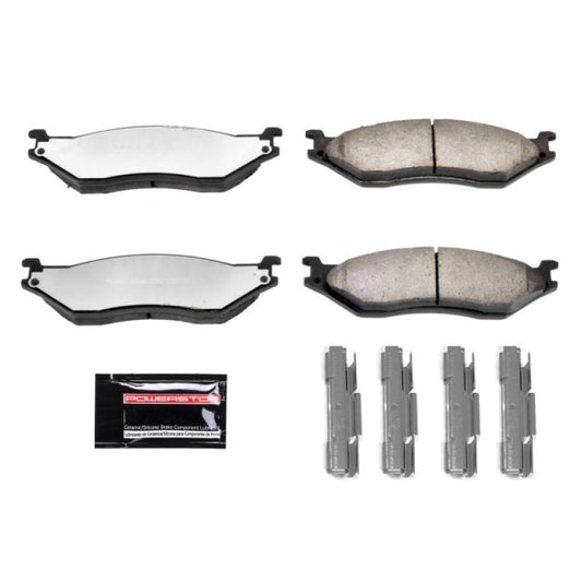 PowerStop Z36 brake pads for 2002 Ford E-550 Super Duty truck, front or rear, with hardware for enhanced towing performance.