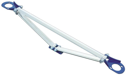 Cusco OS-T Rear Strut Bar for Toyota AE86 Corolla, showing the black metal bar installed in the engine bay for improved stability