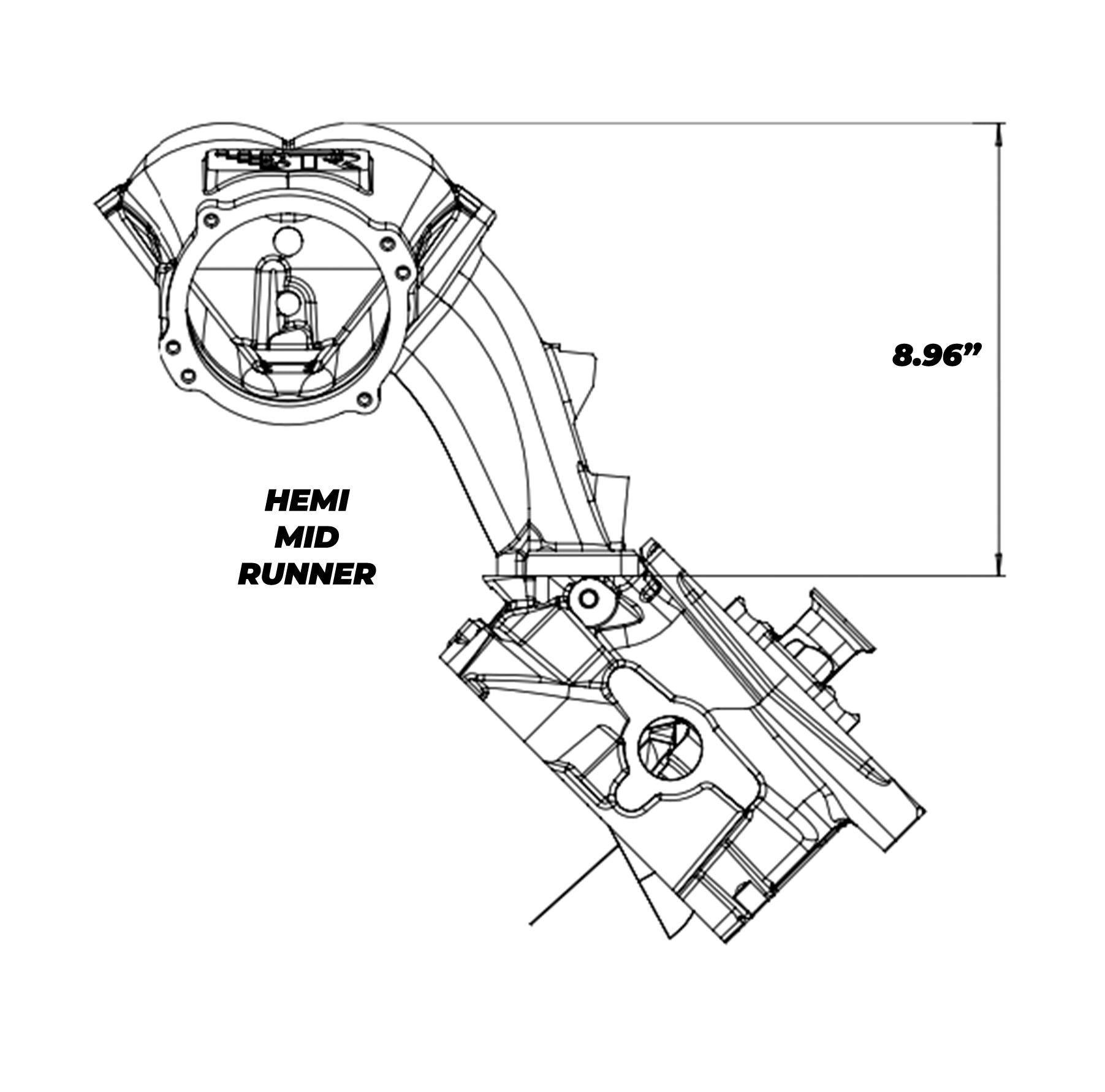 BTR TRINITY INTAKE MANIFOLD - HEMI 5.7/6.4 MID RUNNER - NATURAL - DUAL INJECTOR - TRA-HEMI-ML-2I