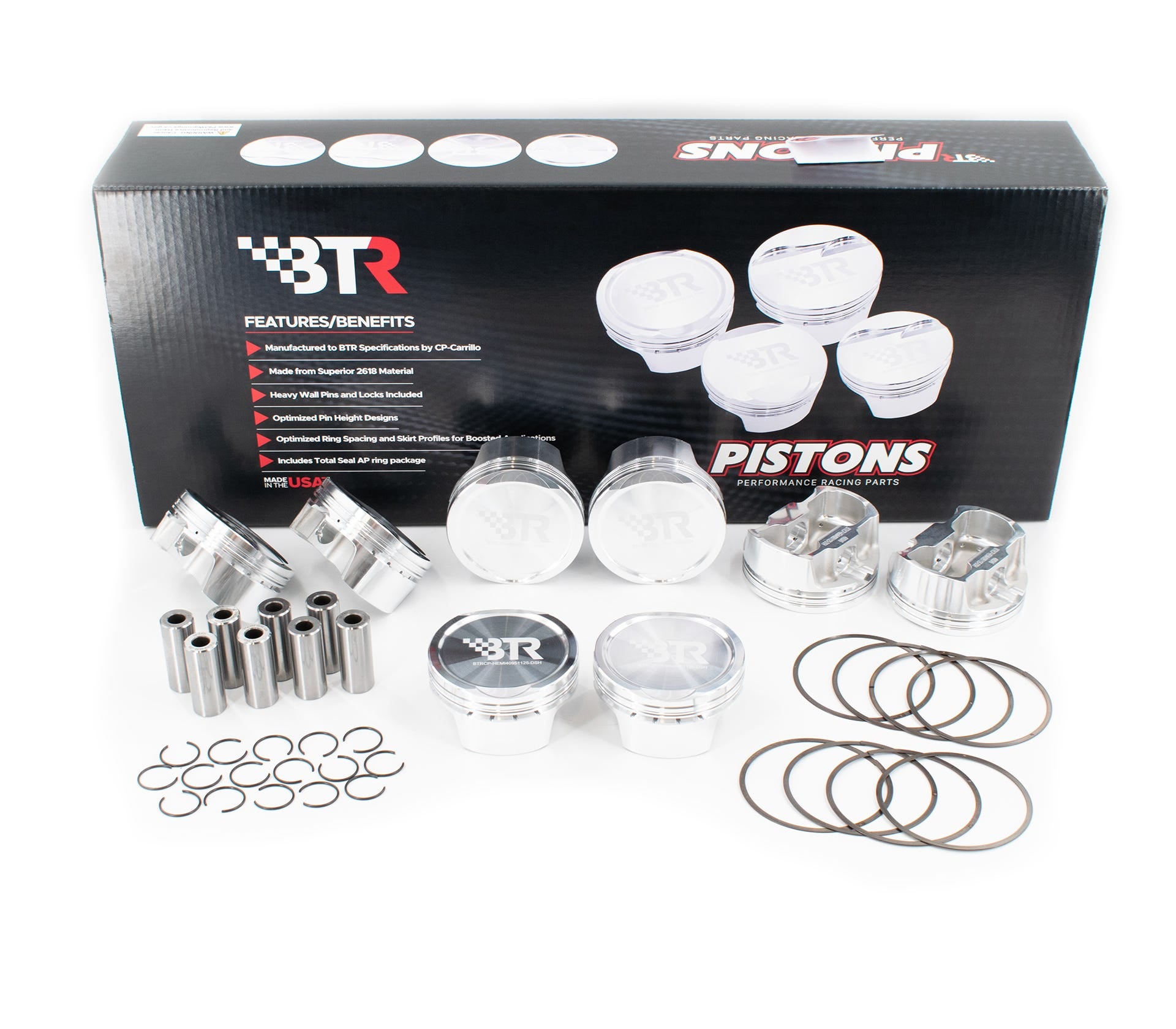 BTR CP PISTON & RING SET - GEN III HEMI - 4.090" BORE - 4.050" STROKE - 6.125" ROD - 12CC DISH - BTRCP-HEMI40901125-DSH-8