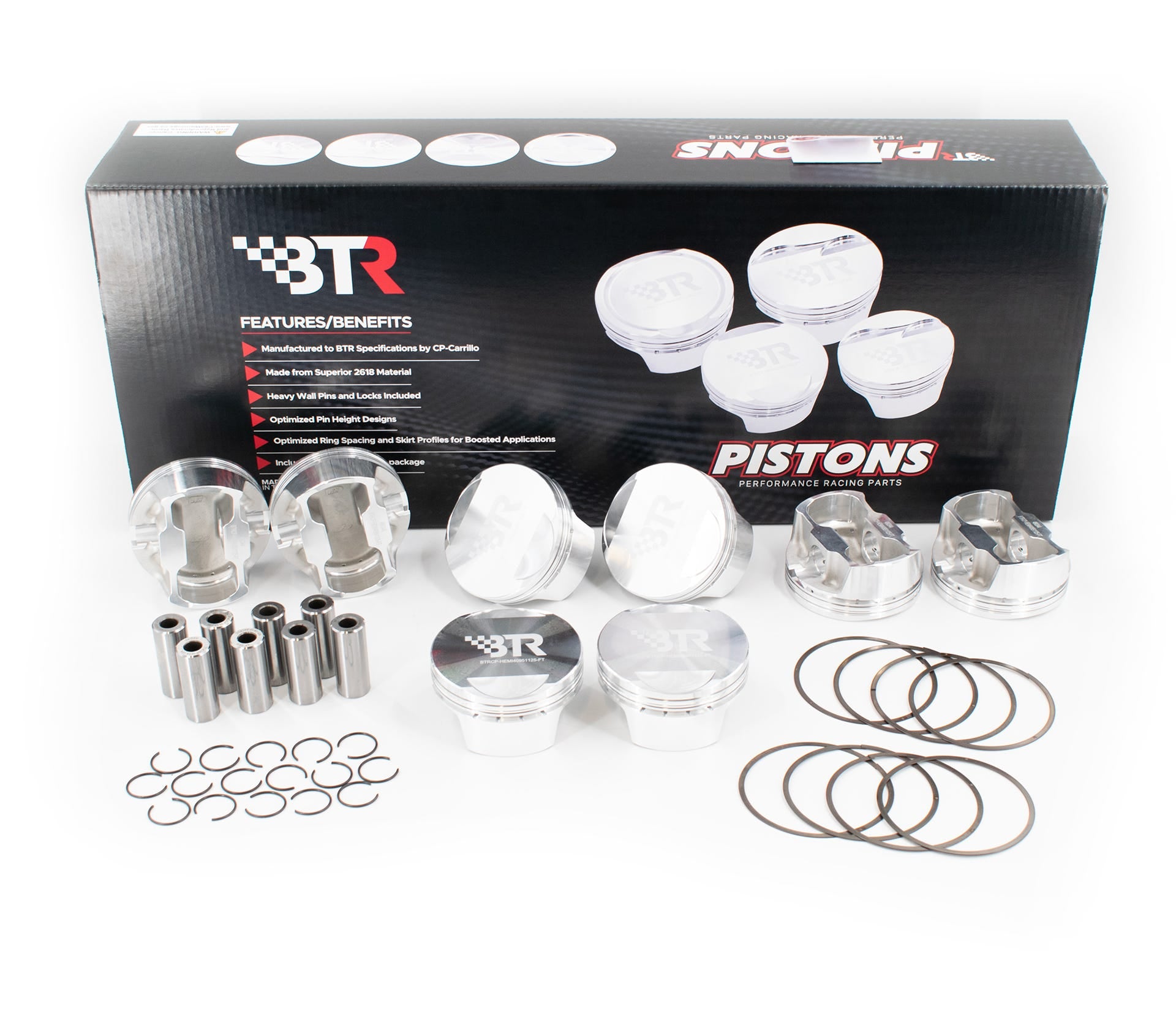 BTR CP PISTON & RING SET - GEN III HEMI - 4.090" BORE - 4.050" STROKE - 6.125" ROD - 3CC FLAT TOP - BTRCP-HEMI40901125-FT-8