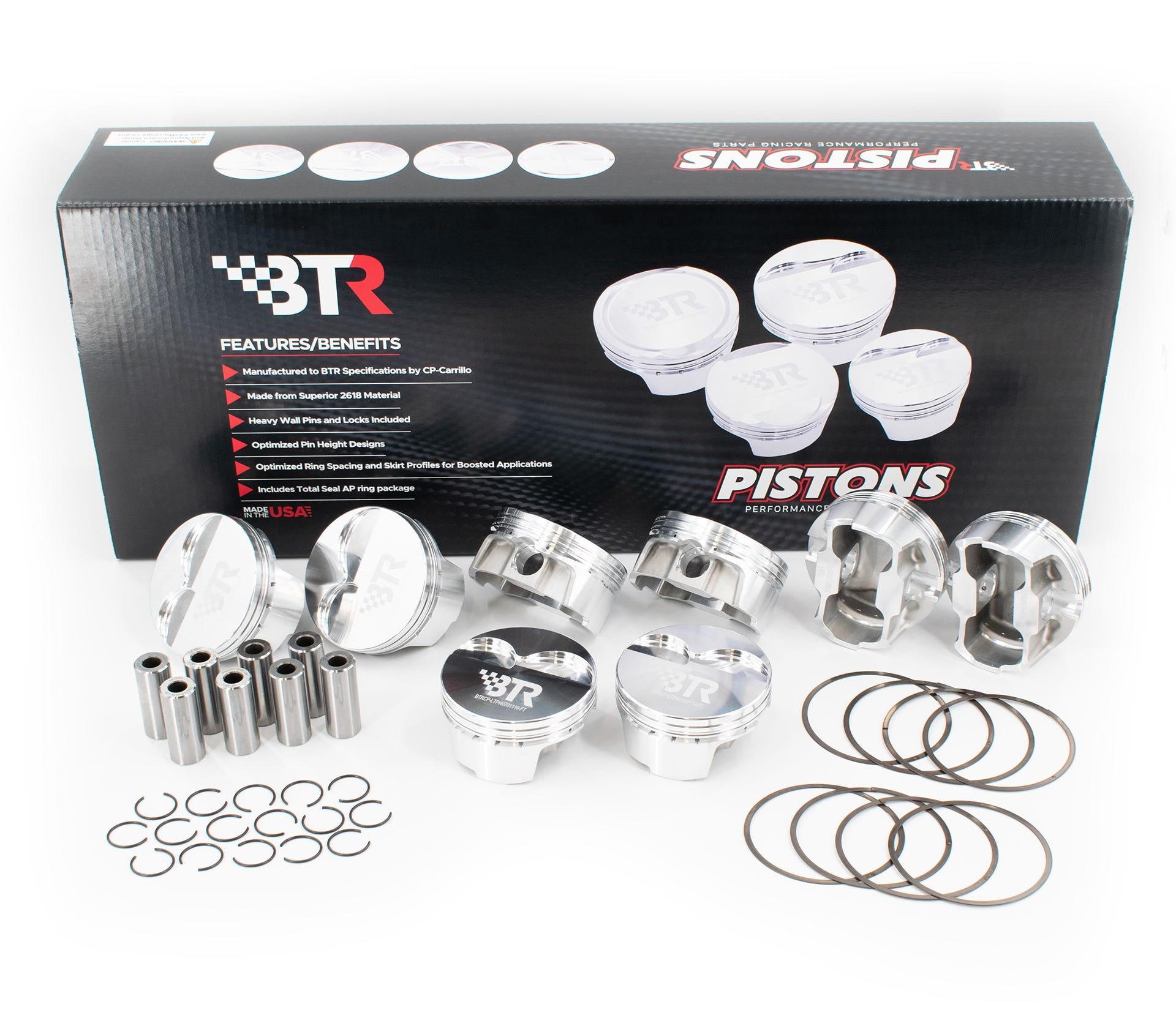 BTR CP PISTON & RING SET - GEN V LT PORT INJECTION - 4.070" BORE - 4.000" STROKE - 6.125" ROD - 3CC FLAT TOP - BTRCP-LTPI40701110-FT-8