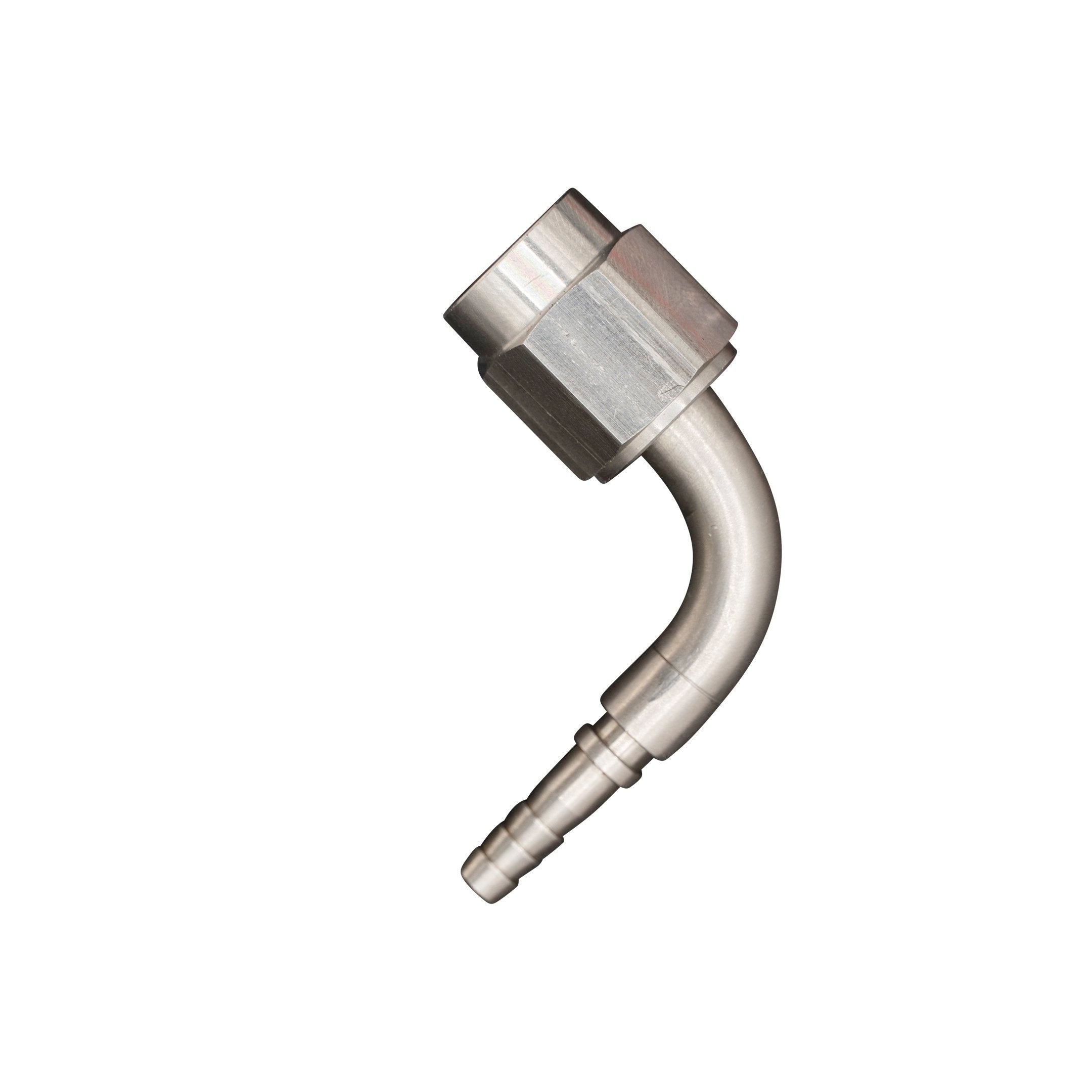 Flo Supply 3AN 90 Degree Crimped Female Hose End - Stainless Nut