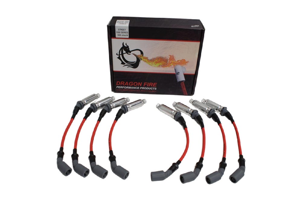 DRAGON FIRE PERFORMANCE 500 OHM PLUGWIRES - RED - 4.8/5.3/6.0/6.2 - SPW1015-RD