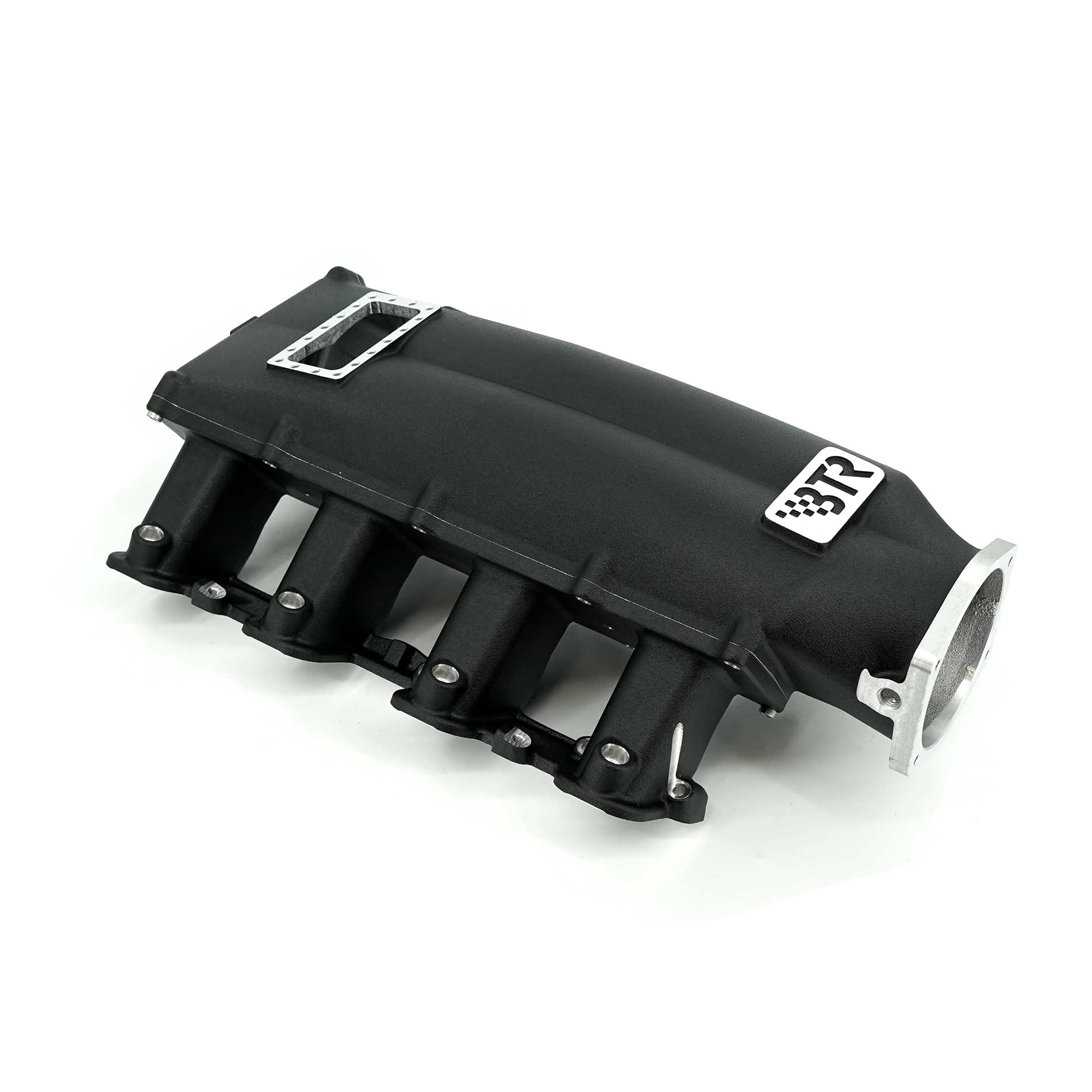 BTR TRINITY INTAKE MANIFOLD FOR LS7 ENGINES - BLACK - VERSION 2 RUNNERS WITH BURST PANEL - TRA-7-BLK-P105-V2-BP