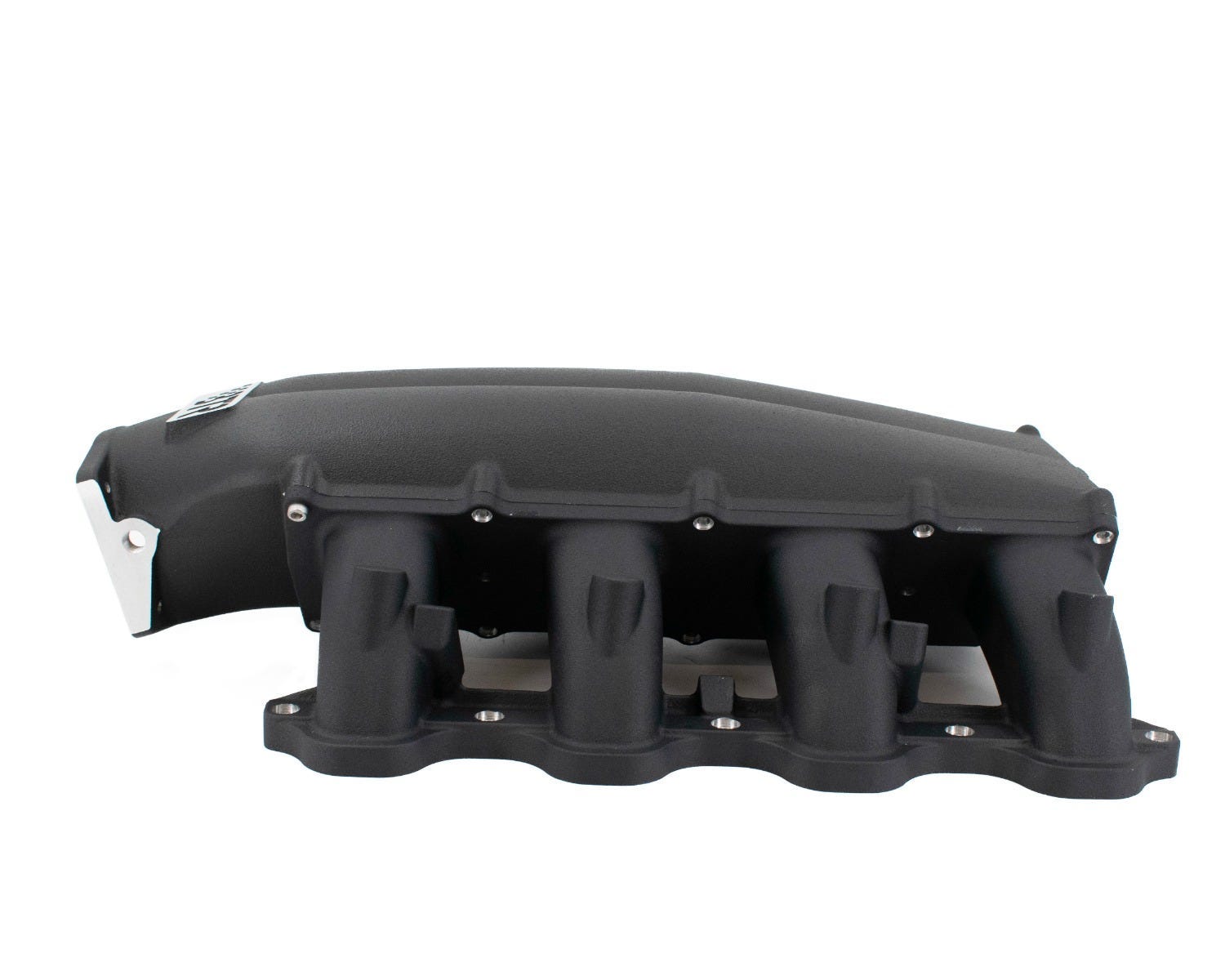 Black BTR Trinity intake manifold for Ford Godzilla with CNC runners, designed for performance engine upgrades.