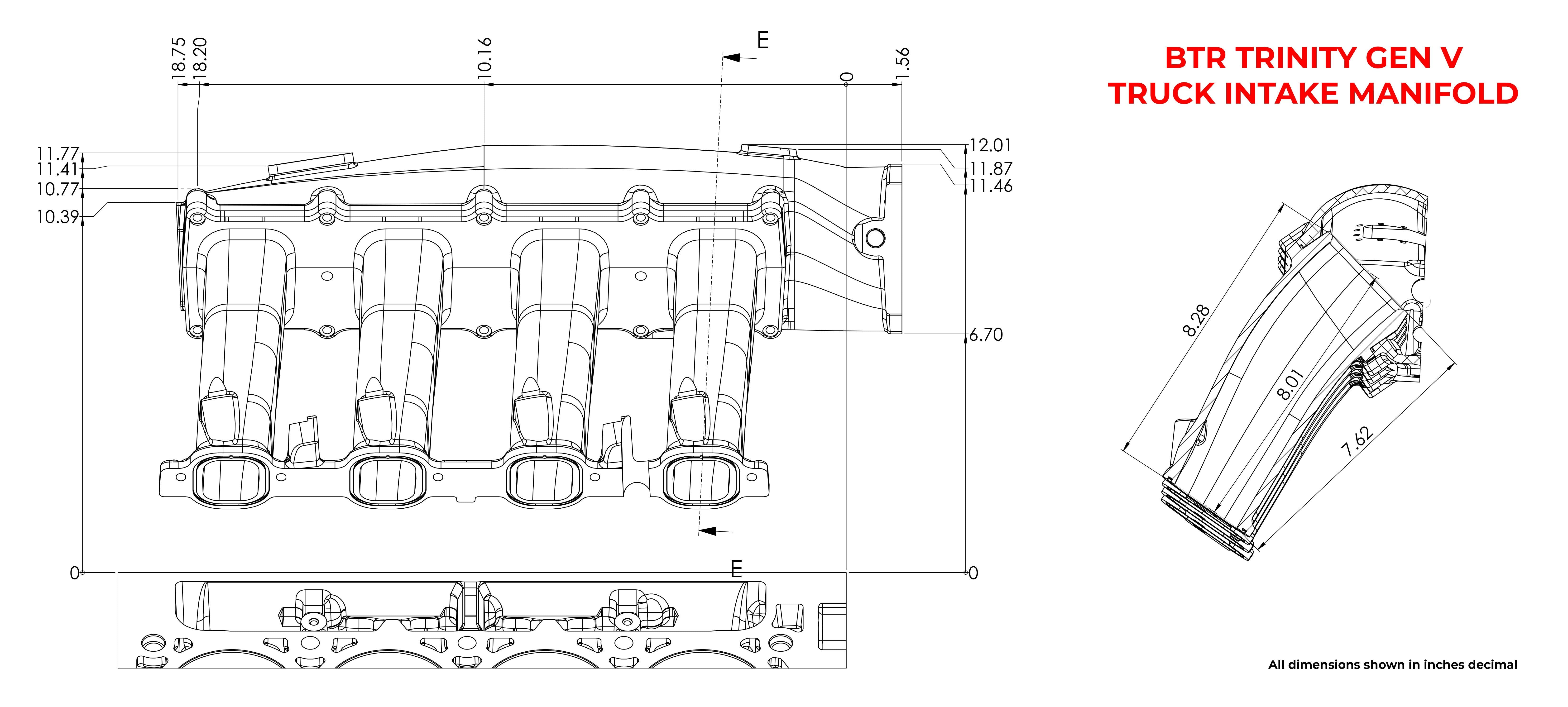 BTR TRINITY GEN V TRUCK INTAKE MANIFOLD - NATURAL - WITH INJECTORS - TRA-LTTK-INJ