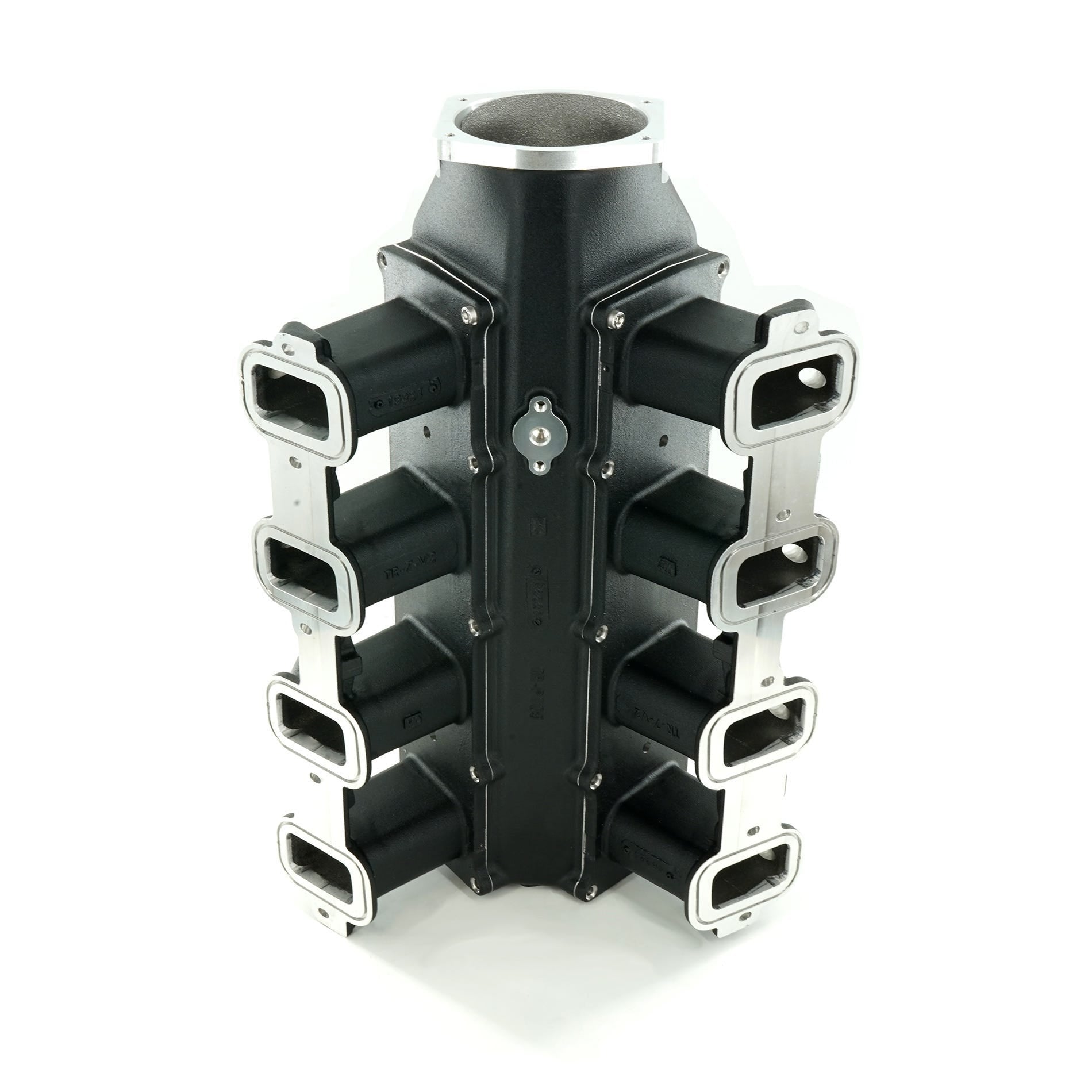 BTR TRINITY INTAKE MANIFOLD FOR LS7 ENGINES - BLACK - VERSION 2 RUNNERS WITH BURST PANEL - TRA-7-BLK-P105-V2-BP