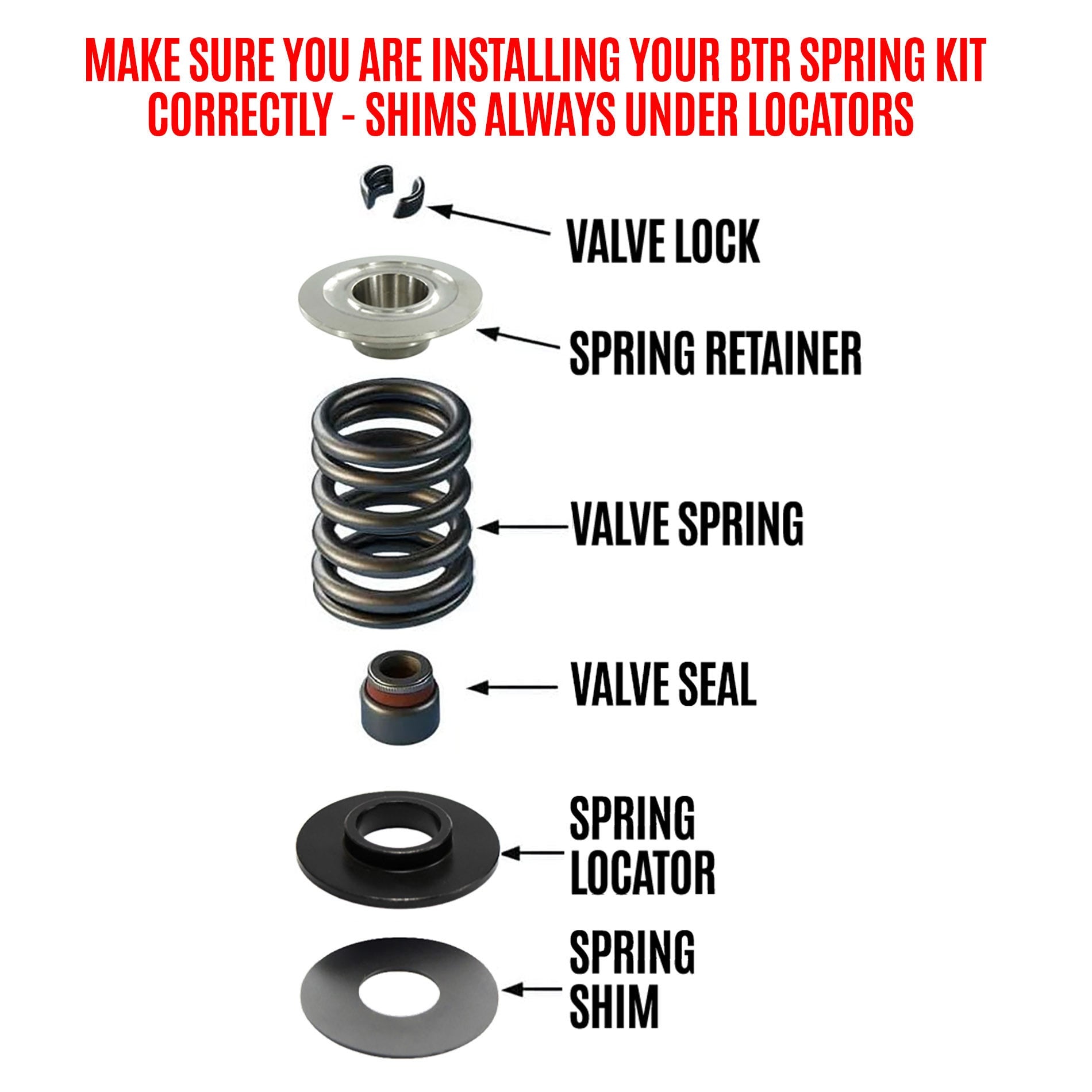 BTR .660" PLATINUM SPRING KIT WITH VALVE TIP SAVERS - BRONZE GUIDES - .060" LOCATORS - BTR-SK001/6560/BB/TS