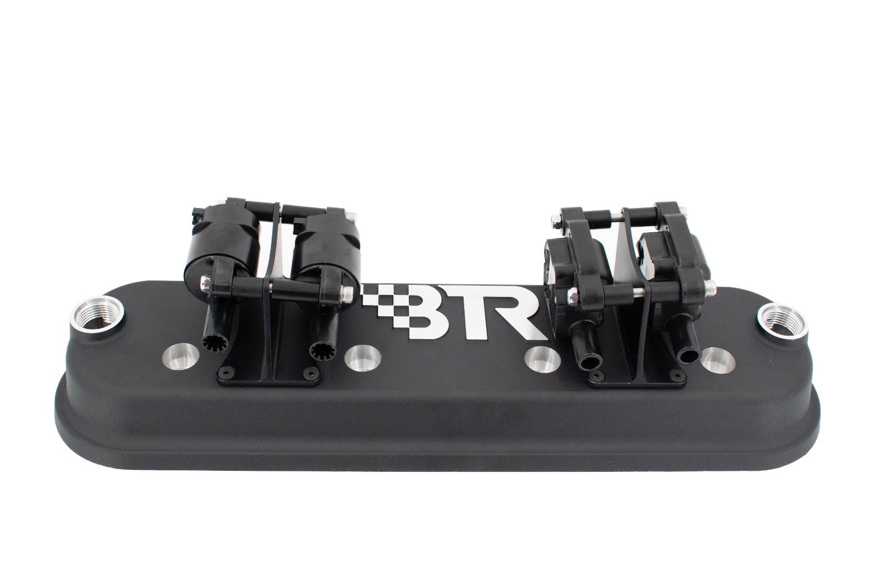 BTR DIE CAST VALVE COVER SET - BLACK WITH COIL MOUNTS - VCA-02-BLK-CM