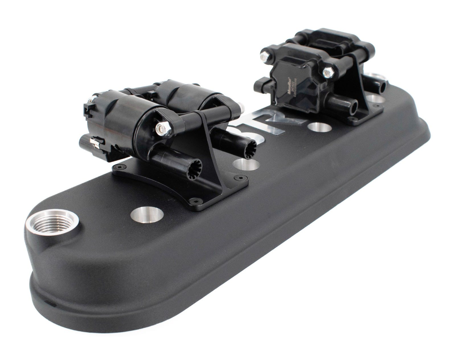 BTR DIE CAST VALVE COVER SET - BLACK WITH COIL MOUNTS - VCA-02-BLK-CM