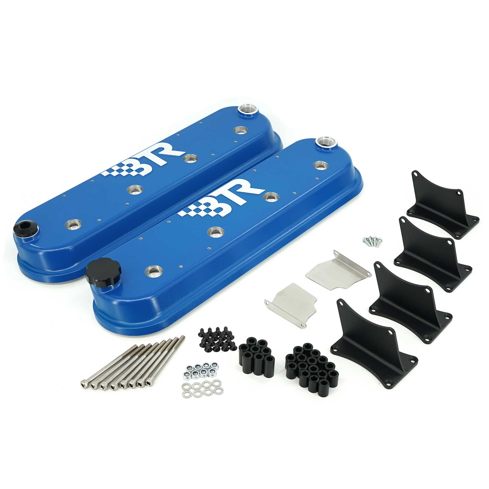 BTR DIE CAST VALVE COVER SET - BLUE WITH COIL MOUNTS - VCA-02-BLUE-CM