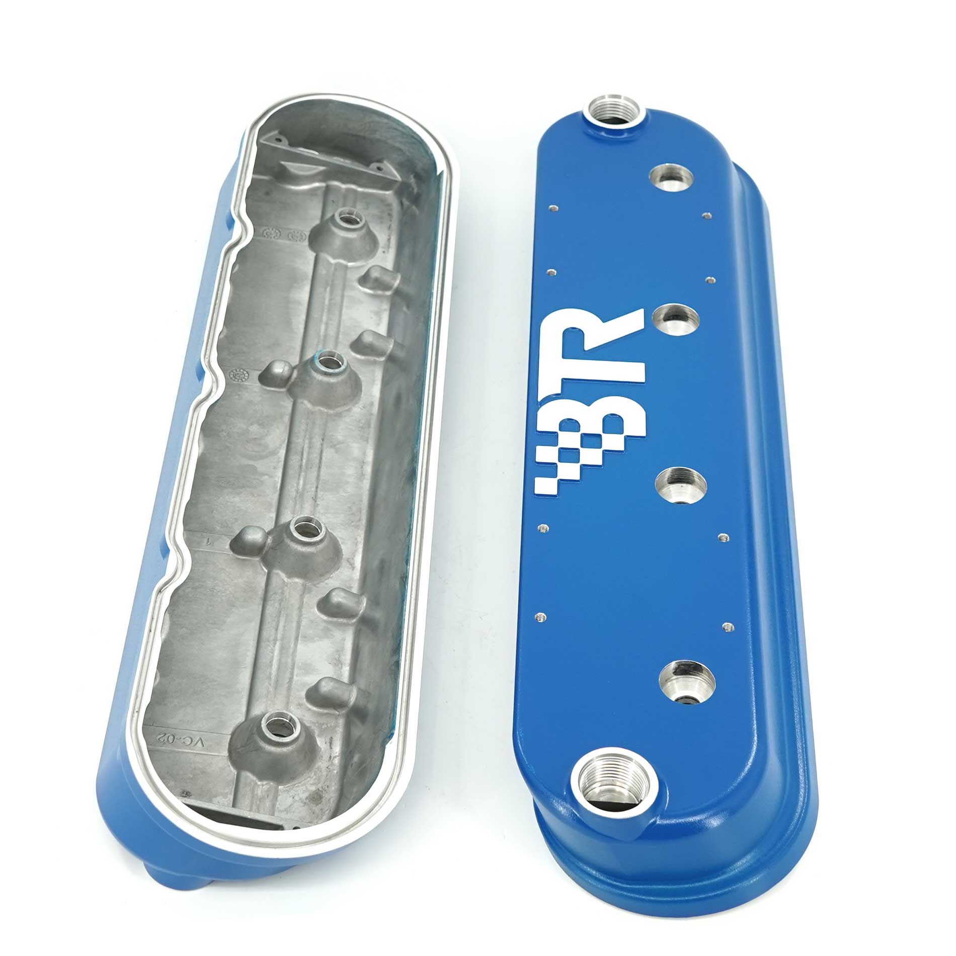 BTR DIE CAST VALVE COVER SET - BLUE WITH COIL MOUNTS - VCA-02-BLUE-CM