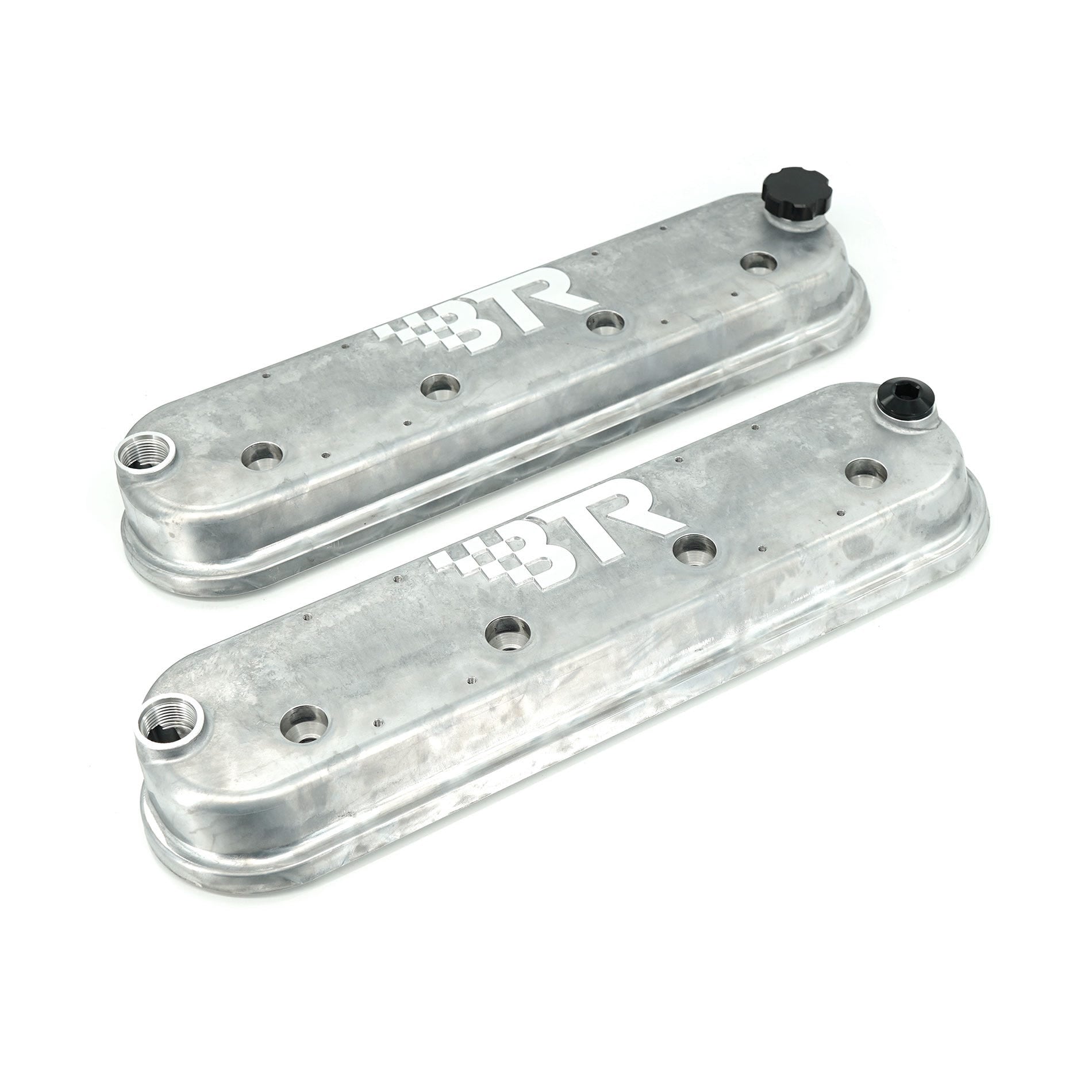 BTR DIE CAST VALVE COVER SET - NATURAL FINISH - WITH COIL MOUNTS - VCA-02-NAT-CM
