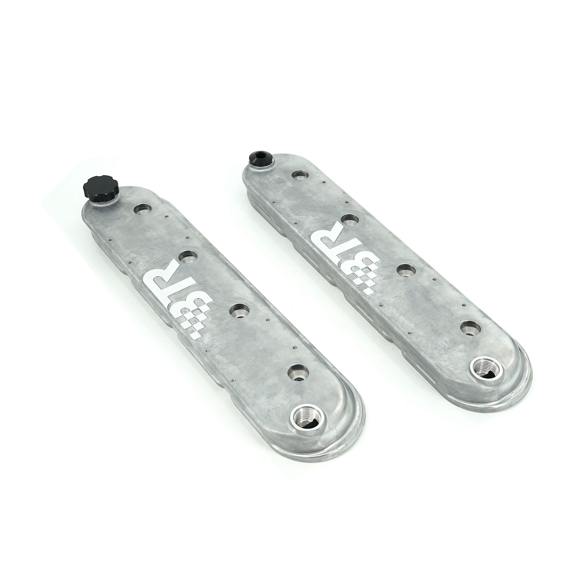 BTR DIE CAST VALVE COVER SET - NATURAL FINISH - WITH COIL MOUNTS - VCA-02-NAT-CM