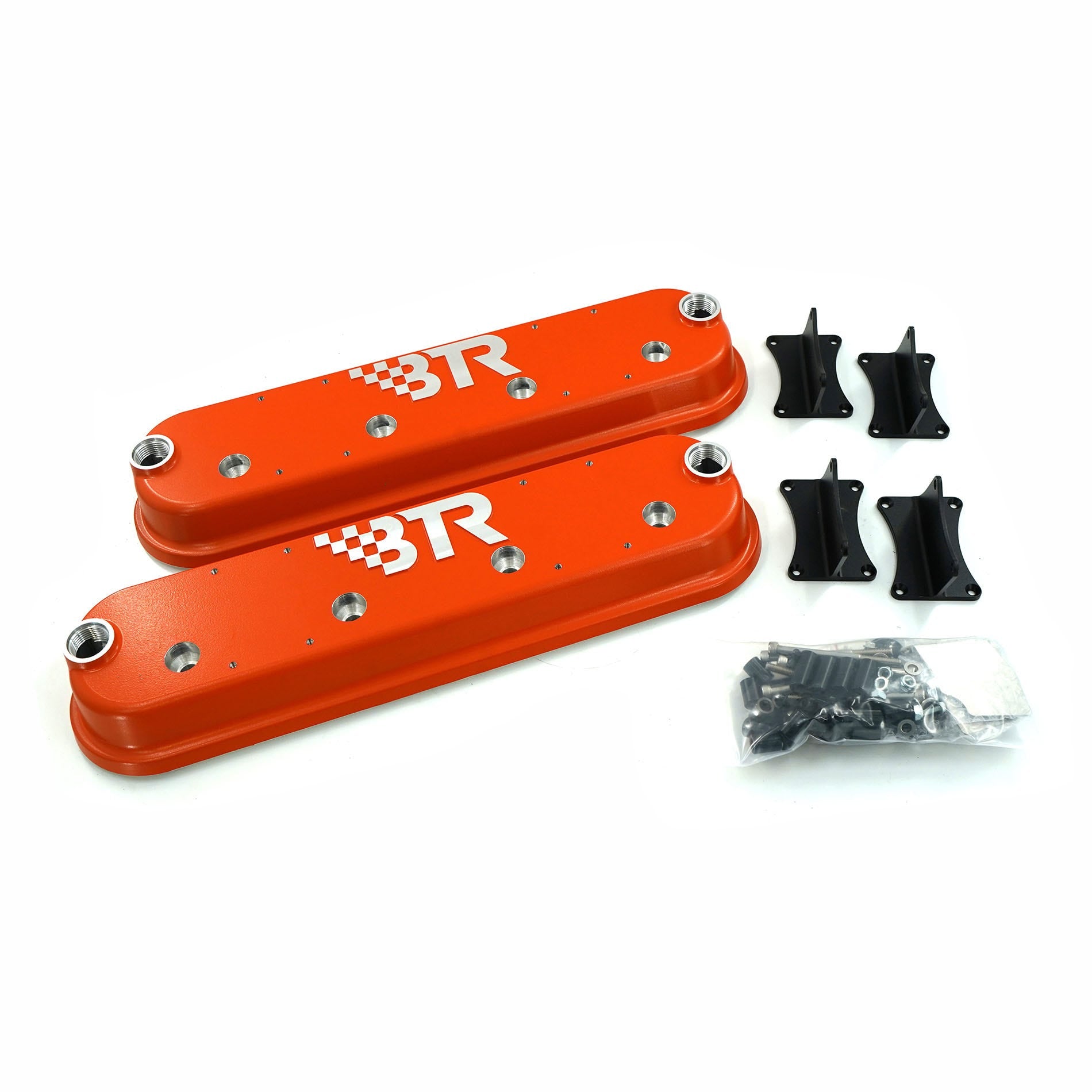 BTR DIE CAST VALVE COVER SET - ORANGE WITH COIL MOUNTS - VCA-02-ORG-CM