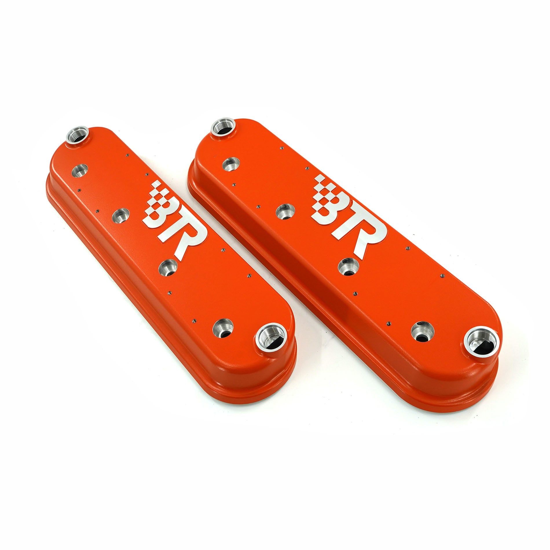 BTR DIE CAST VALVE COVER SET - ORANGE WITH COIL MOUNTS - VCA-02-ORG-CM
