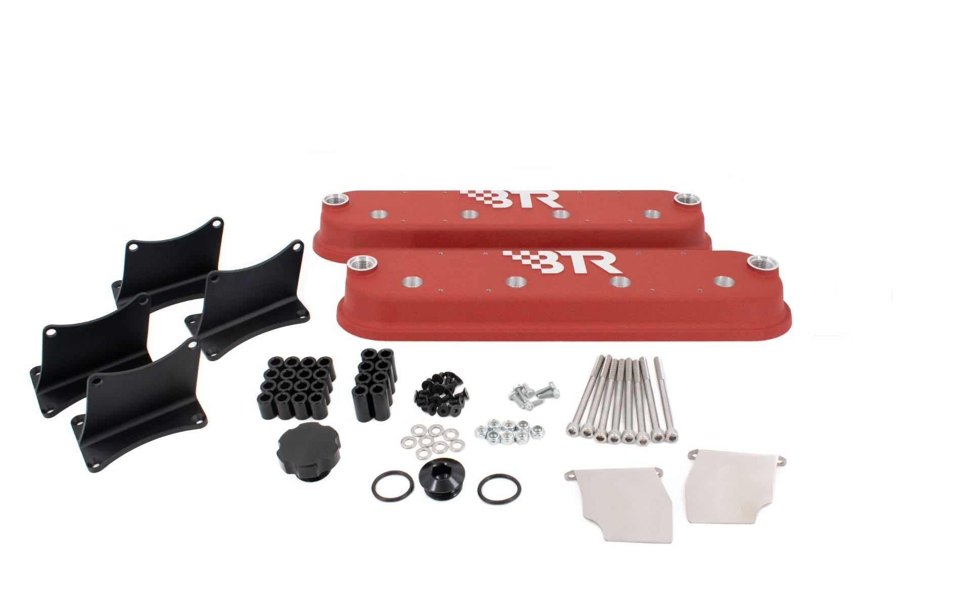 BTR DIE CAST VALVE COVER SET - RED WITH COIL MOUNTS - VCA-02-RED-CM