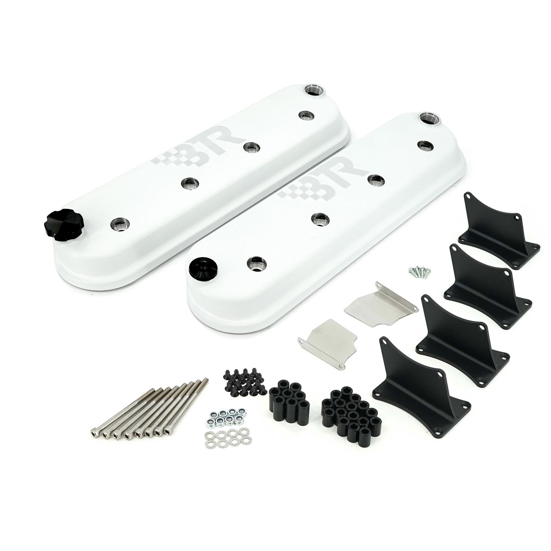 BTR DIE CAST VALVE COVER SET - WHITE WITH COIL MOUNTS - VCA-02-WHT-CM