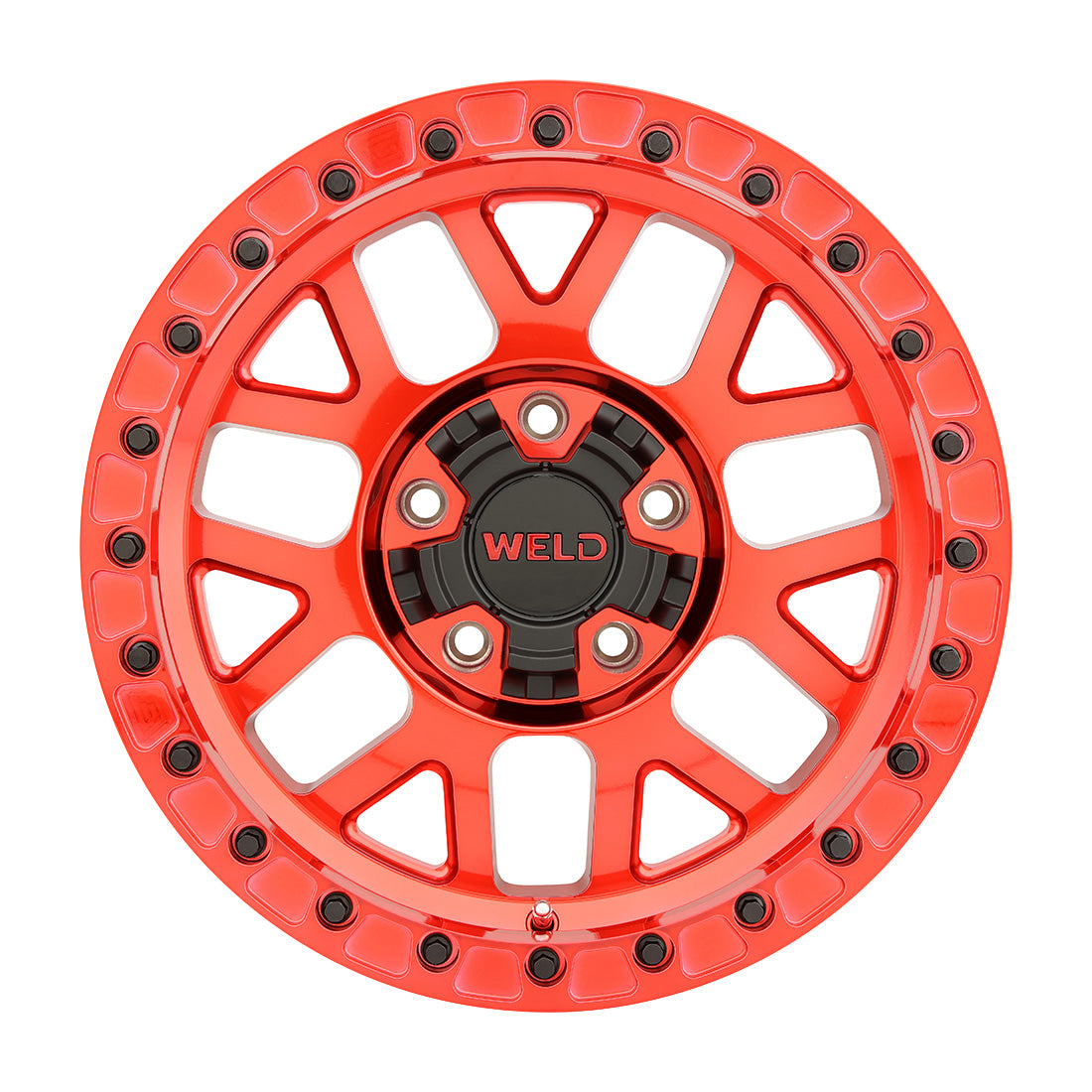 17x9 Cinch Bead Lock 5x127 5x139.7 ET-12 BS4.50 Candy RED / RED Ring 87.1