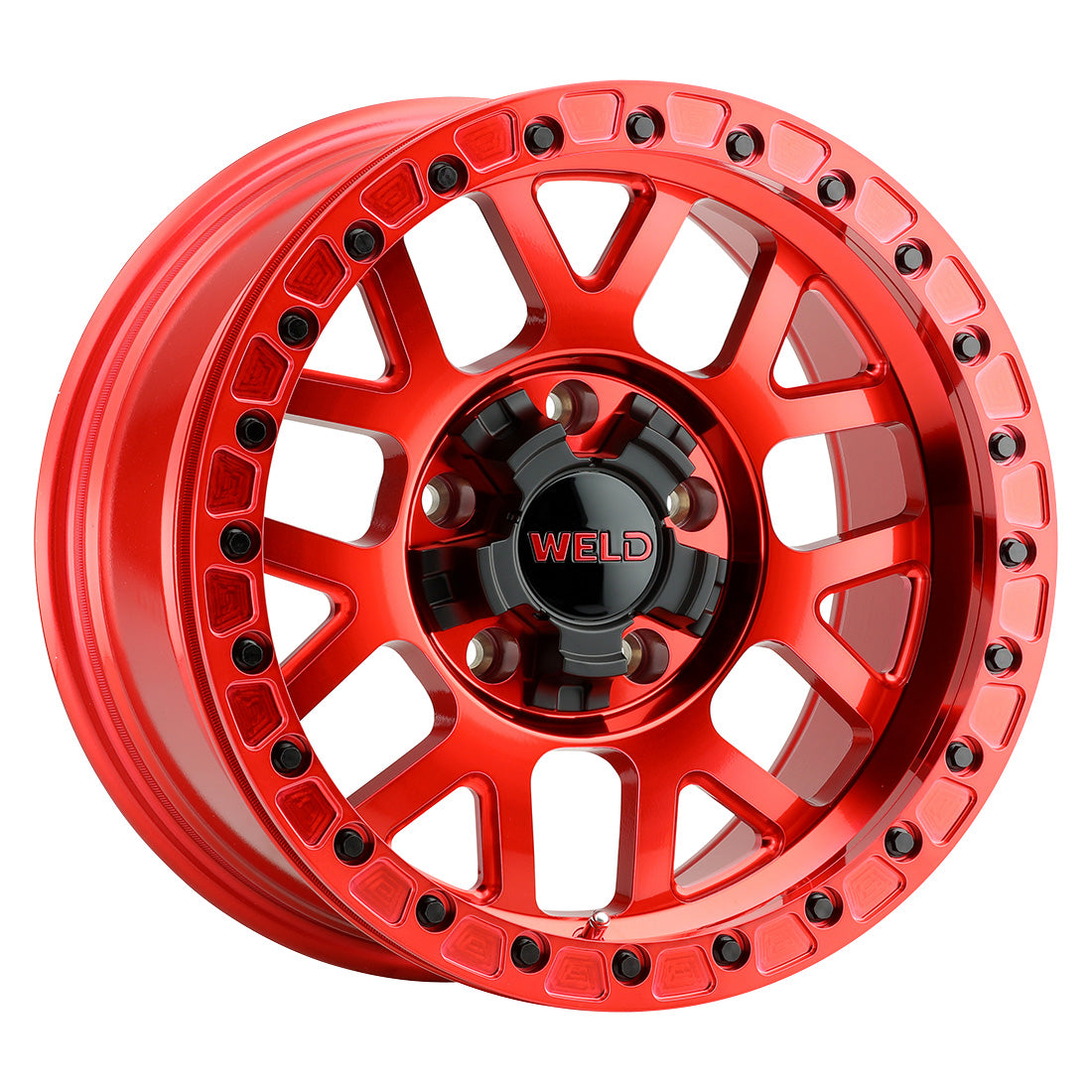 17x10 Cinch Bead Lock 5x127 5x139.7 ET-24 BS4.50 Candy RED / RED Ring 87.1