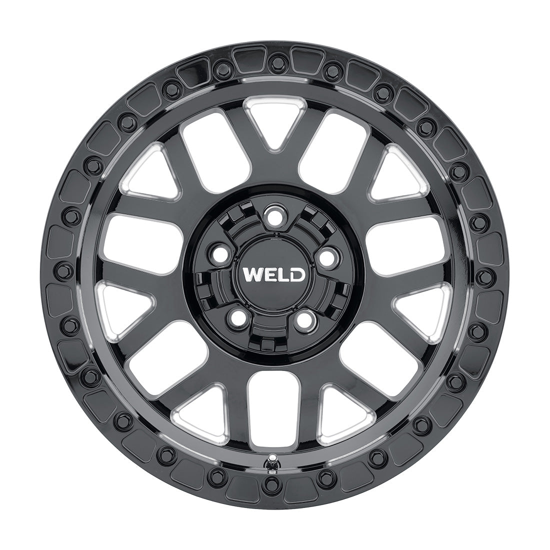 17x10 Cinch Bead Lock 5x127 5x139.7 ET-24 BS4.50 Gloss BLK MIL / BLK Ring 87.1