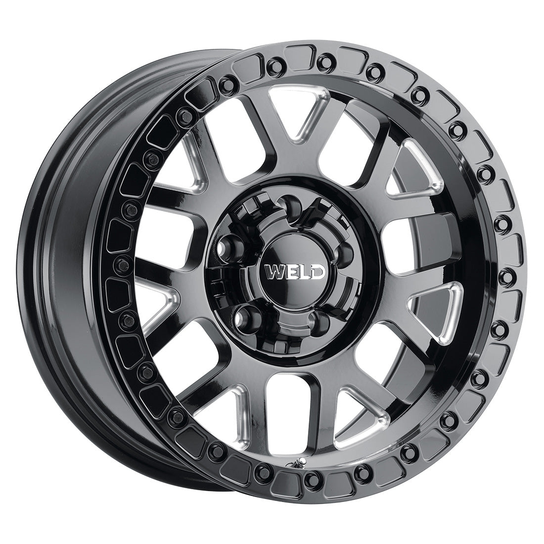 17x10 Cinch Bead Lock 5x127 5x139.7 ET-24 BS4.50 Gloss BLK MIL / BLK Ring 87.1