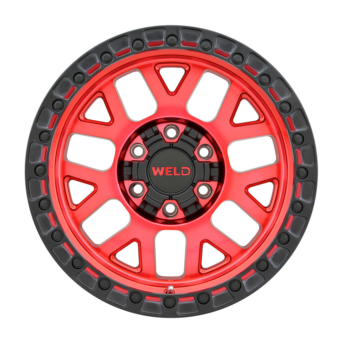 17x9 Cinch 6x135 6x139.7 ET00 BS5.00 Candy RED / Satin BLK Ring 106.1