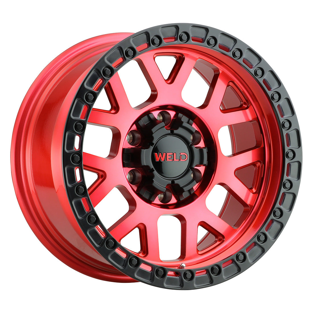 17x9 Cinch 6x135 6x139.7 ET-12 BS4.50 Candy RED / Satin BLK Ring 106.1