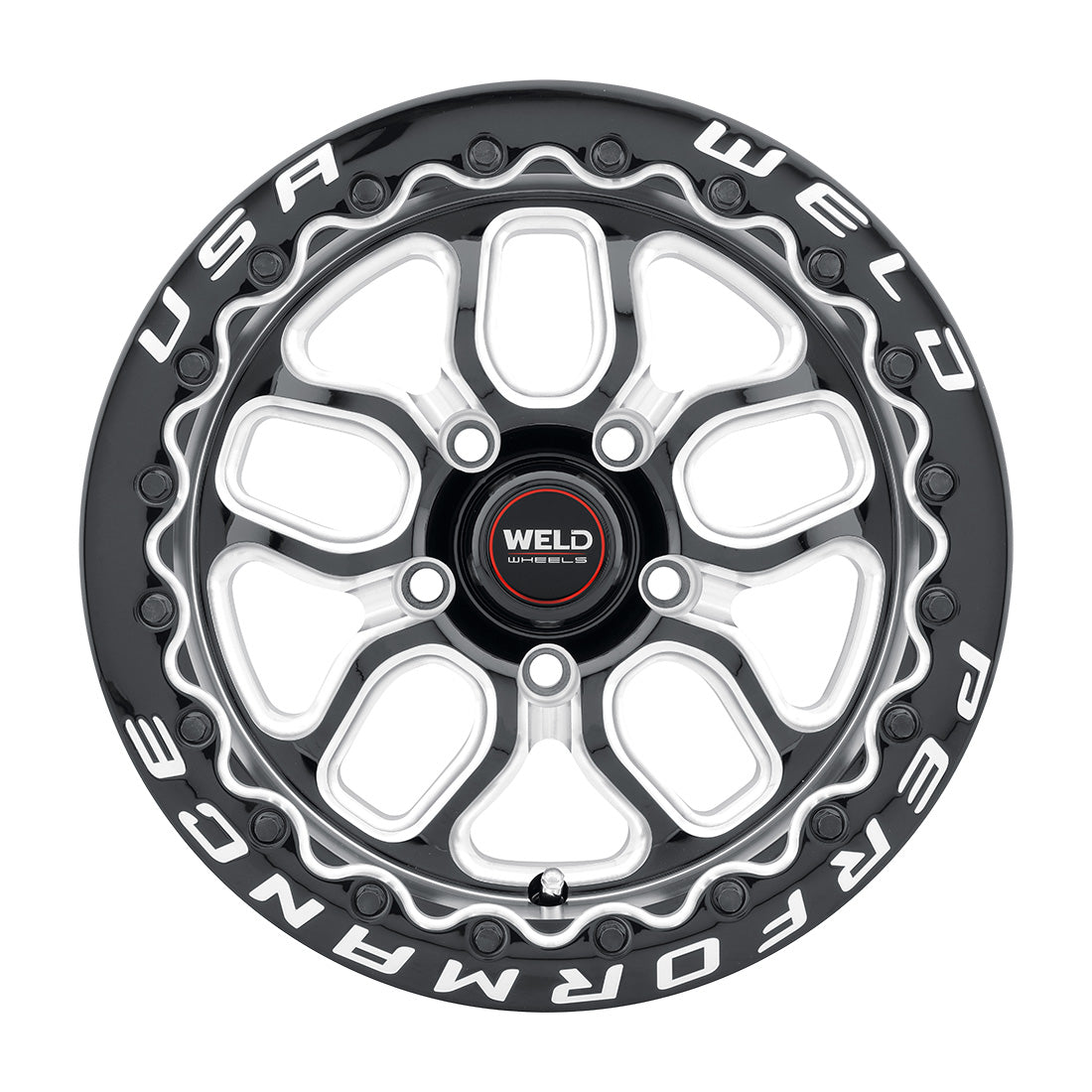 15x10 Laguna Bead Lock 5x115 ET22 BS6.4 Gloss BLK MIL DIA 78.1