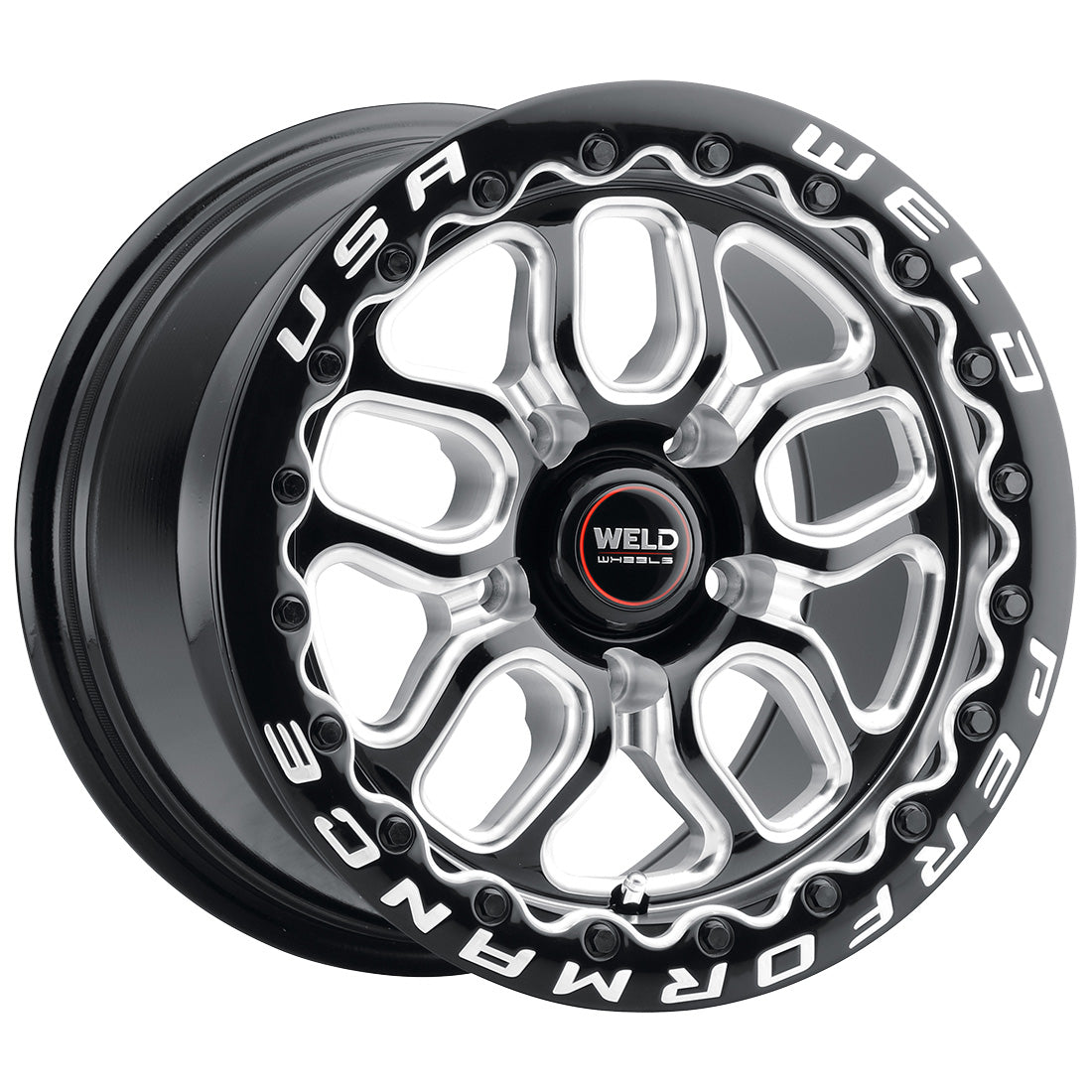 15x10 Laguna Bead Lock 5x115 ET22 BS6.4 Gloss BLK MIL DIA 78.1