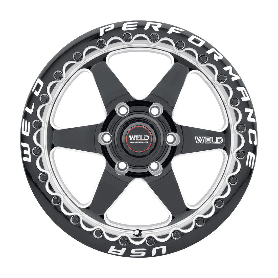 17x11 Ventura Six Beadlock 6x127 ET36 BS7.375 Gloss BLK MIL DIA 78.1