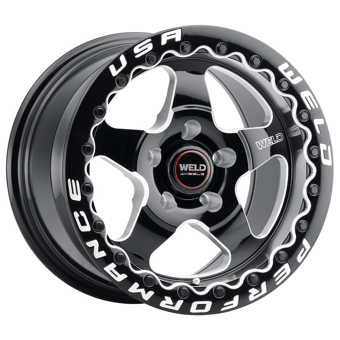 15x10 Ventura Bead Lock 5x115 ET22 BS6.4 Gloss BLK MIL DIA 78.1