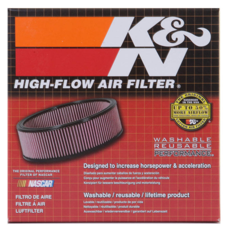 K&N Engineering custom racing round tapered air box with red 1.656 inch neck flange and 2.25 inch over height for engine performance