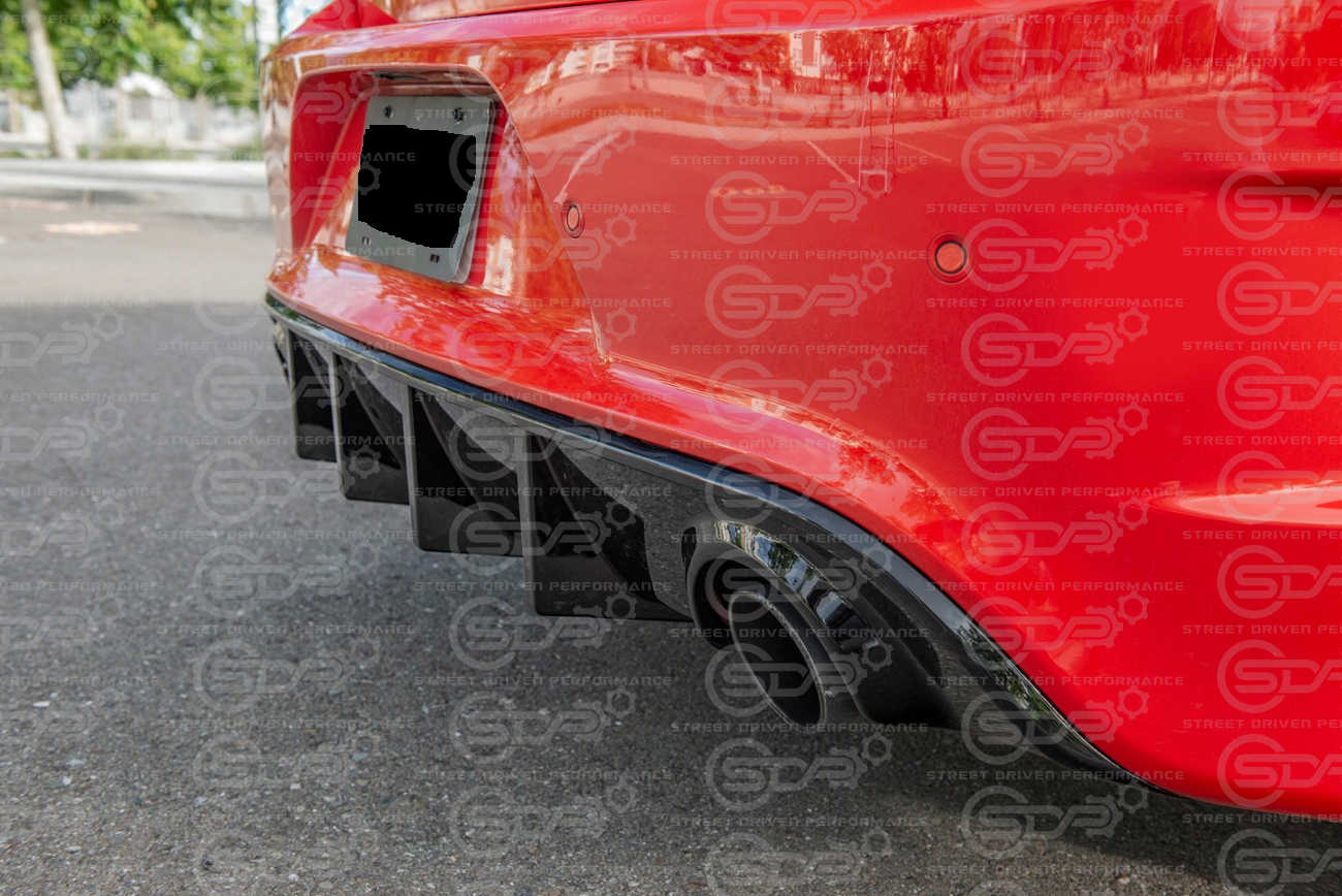 2015+ Dodge Charger SRT Style GLOSSY BLACK Rear Bumper Dual Exhaust Diffuser