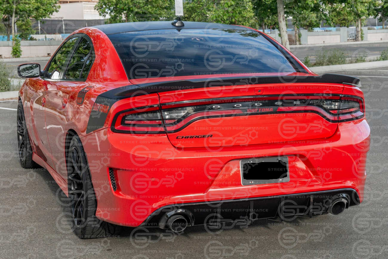 2015+ Dodge Charger SRT Style GLOSSY BLACK Rear Bumper Dual Exhaust Diffuser