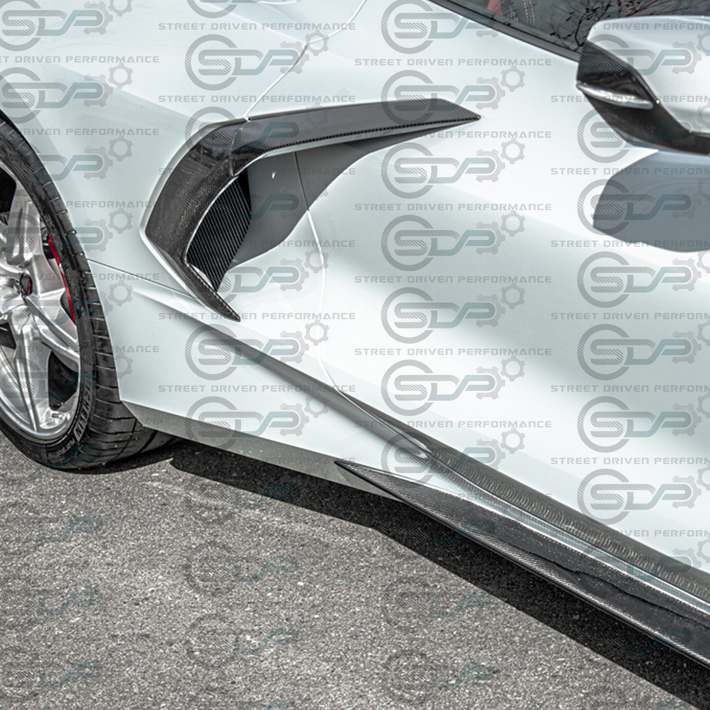 2020+ C8 Chevrolet Corvette - Factory Style Carbon Fiber Side Fender Scoop Accent Door Handle Garnish Vent Trim Cover Pair