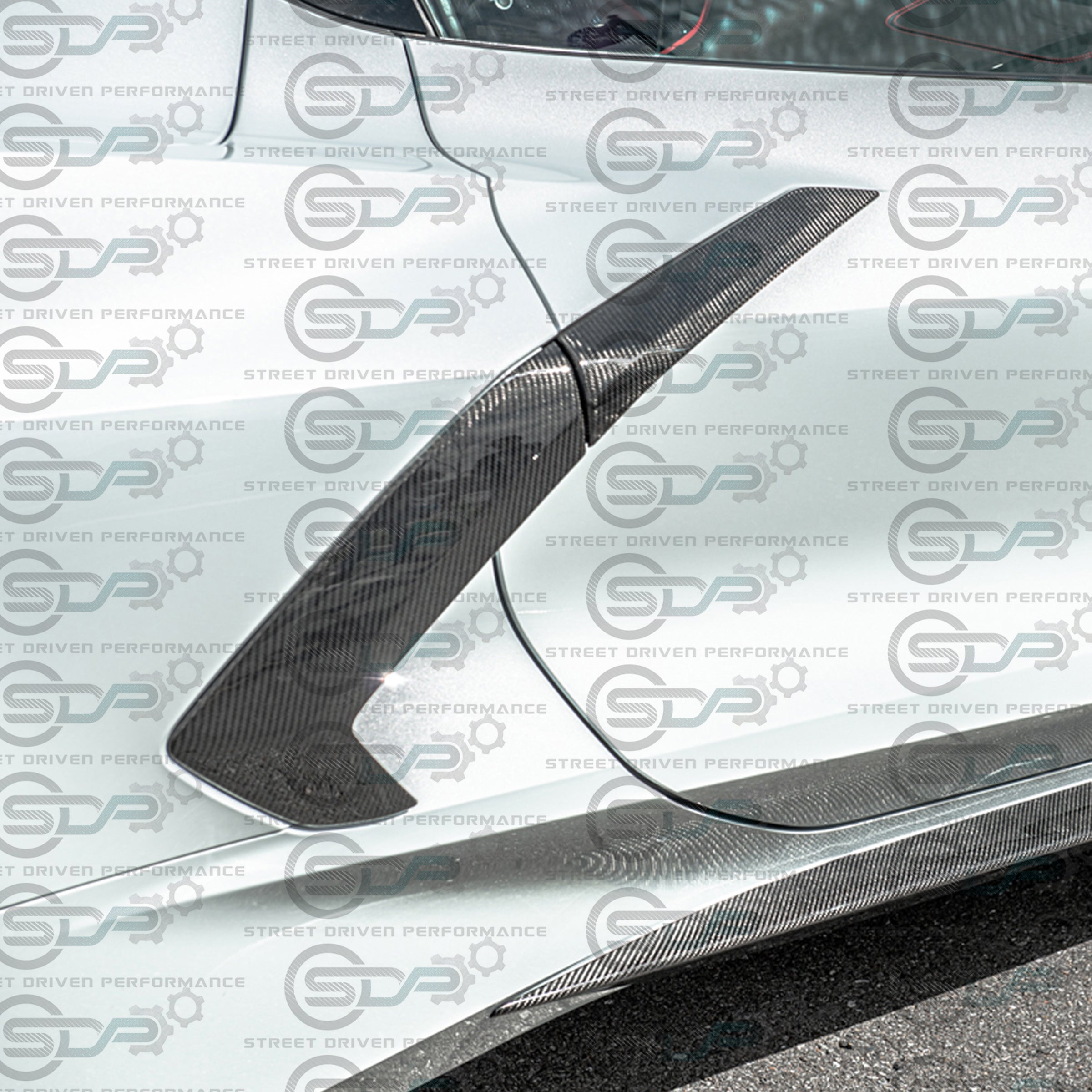 2020+ C8 Chevrolet Corvette - Factory Style Carbon Fiber Side Fender Scoop Accent Door Handle Garnish Vent Trim Cover Pair