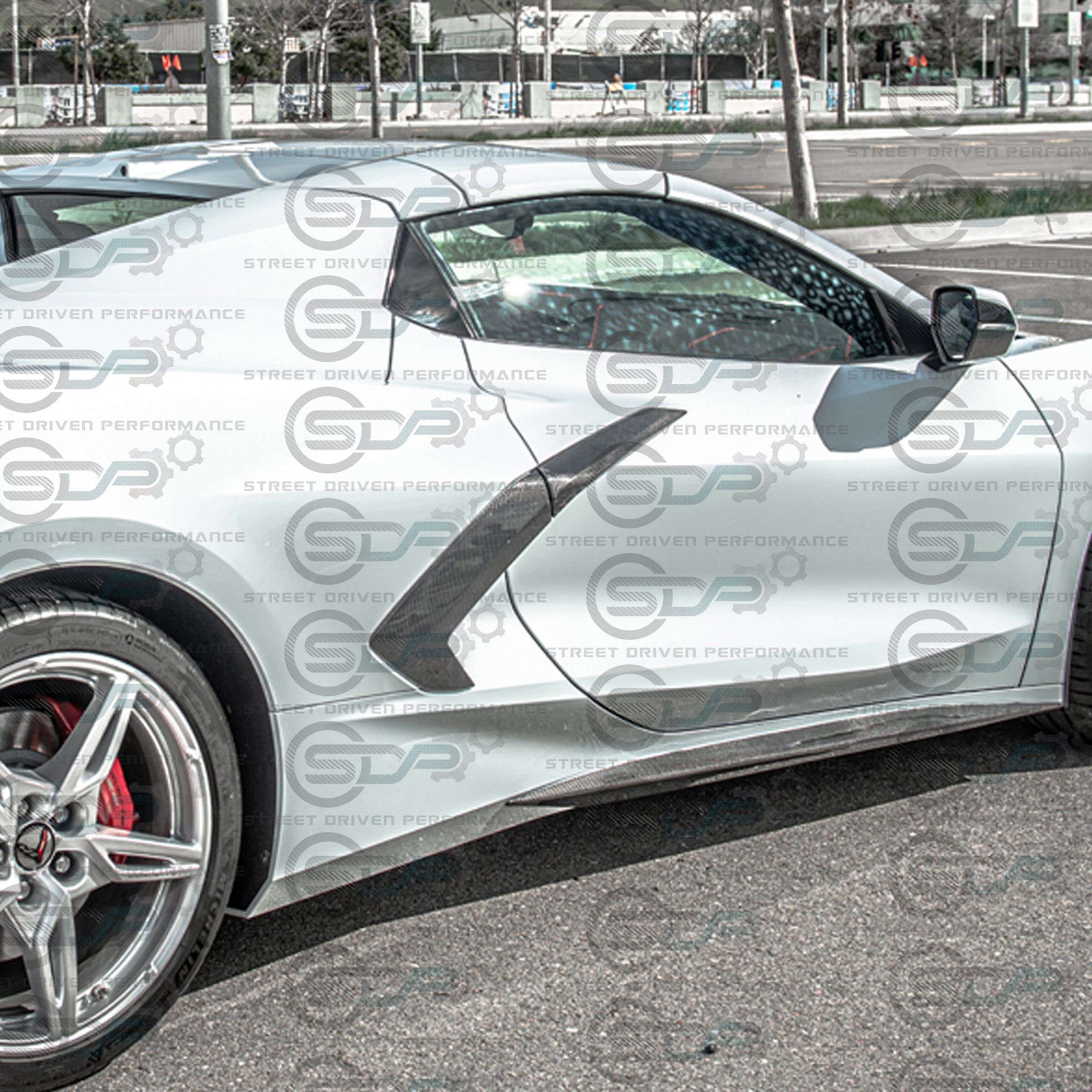 2020+ C8 Chevrolet Corvette - Factory Style Carbon Fiber Side Fender Scoop Accent Door Handle Garnish Vent Trim Cover Pair