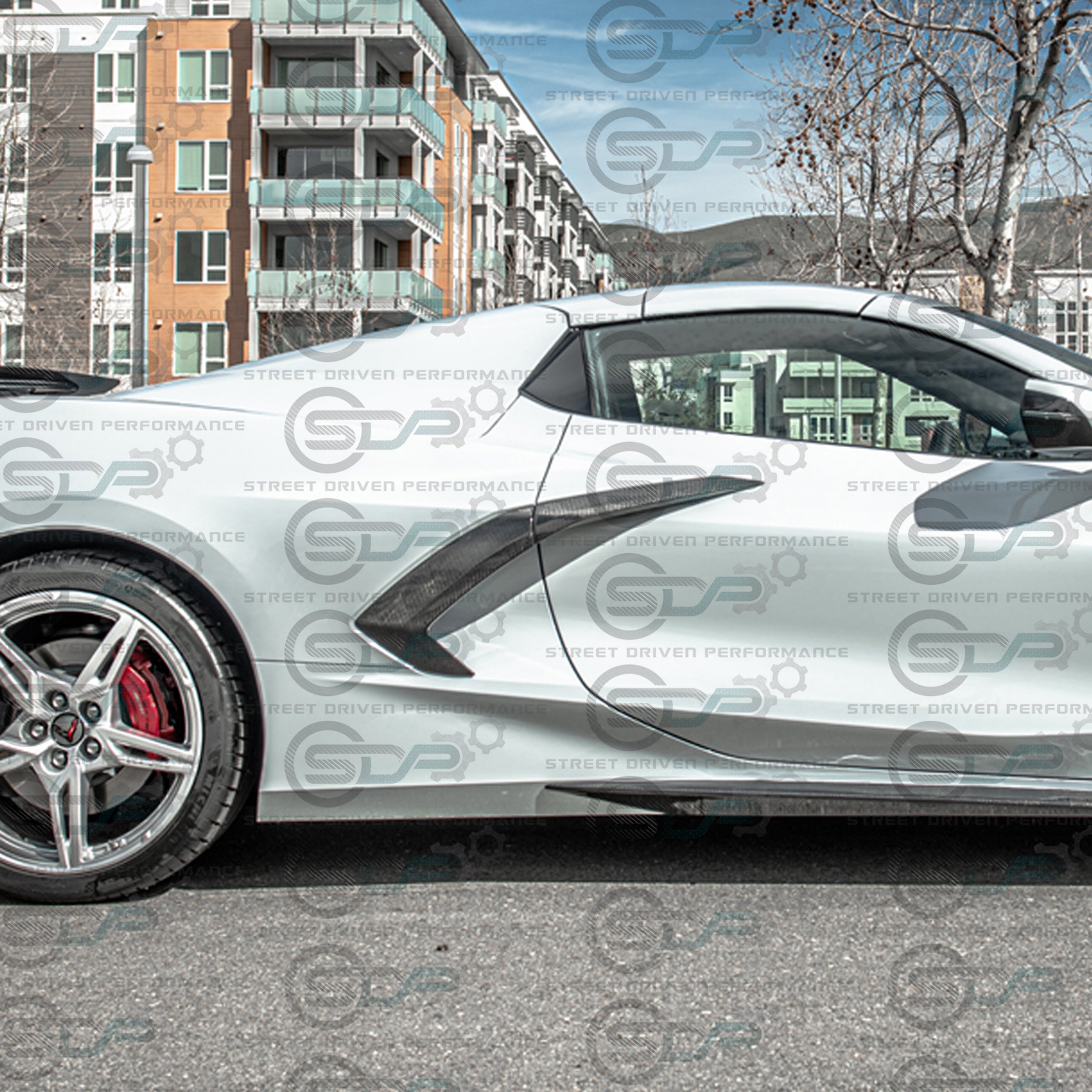 2020+ C8 Chevrolet Corvette - Factory Style Carbon Fiber Side Fender Scoop Accent Door Handle Garnish Vent Trim Cover Pair