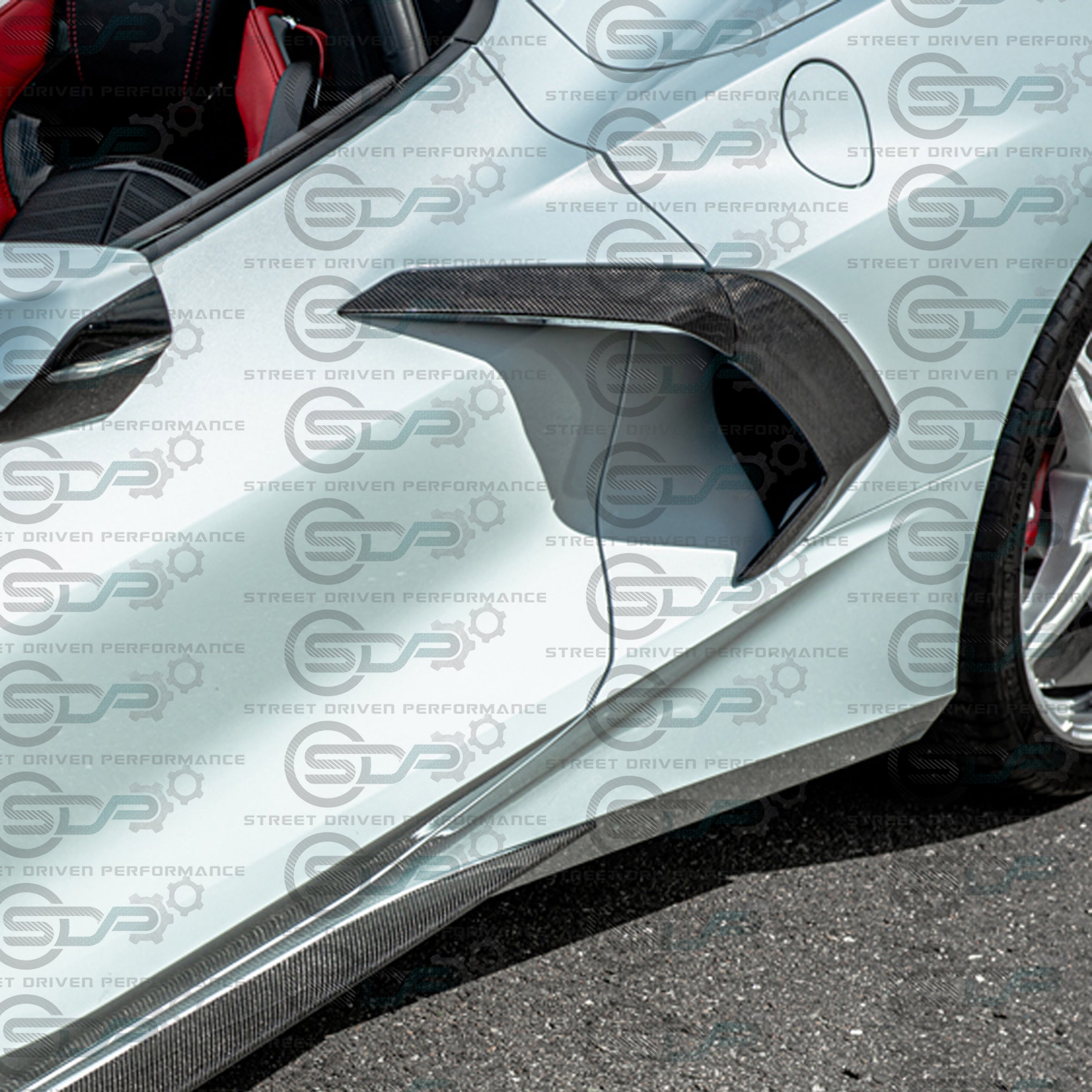 2020+ C8 Chevrolet Corvette - Factory Style Carbon Fiber Side Fender Scoop Accent Door Handle Garnish Vent Trim Cover Pair